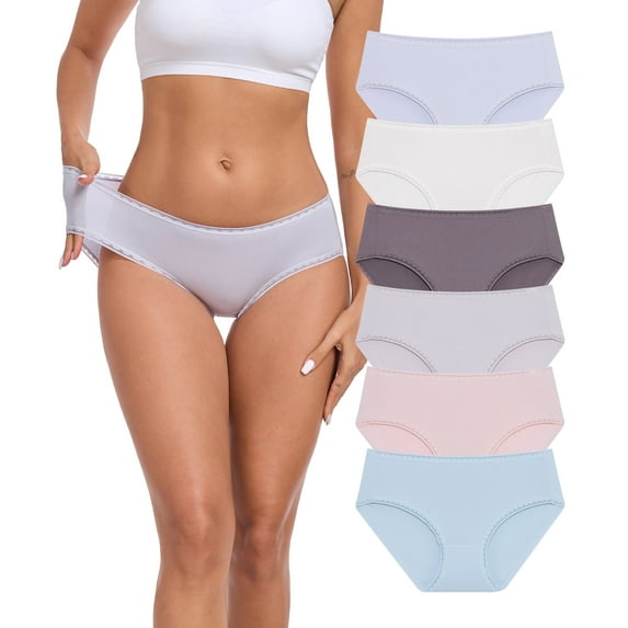 ANLIQI Women Underwear Pack Modal Hipster Panties for Women Pack Full Coverage Briefs Soft Breathable Ladies Panties 3/6 Pack (6A,S)
