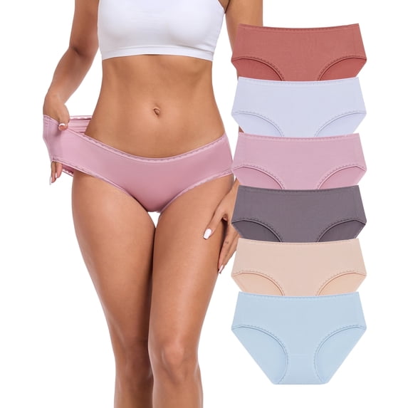 ANLIQI Women Underwear Pack Modal Hipster Panties for Women Pack Full Coverage Briefs Soft Breathable Ladies Panties 3/6 Pack (6C,L)
