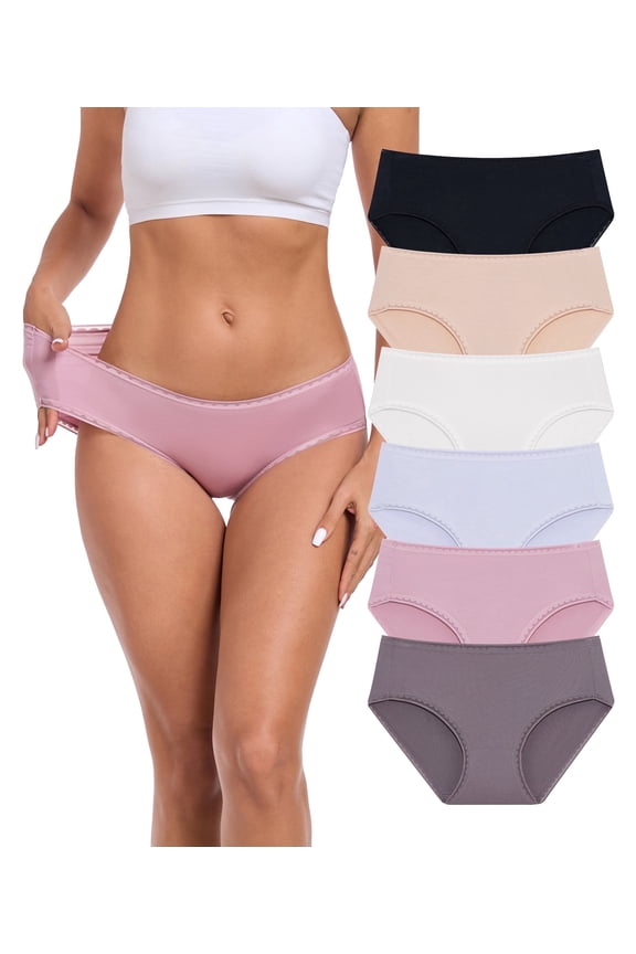 Women Underwear Pack Modal Hipster Panties for Women Pack Full Coverage Briefs Soft Breathable Ladies Panties 3/6 Pack (6E,M)
