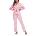 thumbnail image 1 of ANLIQI Women's 100% Cotton Long Sleeve Pajama Sets Button Down Notched Collar Sleepwear Soft Lounge Pjs with Pockets (Pink,M), 1 of 7