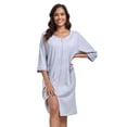 thumbnail image 1 of ANLIQI Women's 100% Cotton Robe Lightweight 3/4 Sleeve Zip Front Robes Soft Knee Length Bathrobe Housecoat(Grey,2XL), 1 of 4