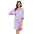 thumbnail image 1 of ANLIQI Women's 100% Cotton Robe Lightweight 3/4 Sleeve Zip Front Robes Soft Knee Length Bathrobe Housecoat(Light Purple,2XL), 1 of 3