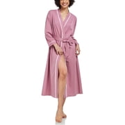 ANLIQI Women's 100% Cotton Robes Lightweight Long Bathrobe Kimono Robe for Women Soft Loungewear with Pockets (Dusty Rose,2X-Large)