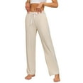 thumbnail image 1 of ANLIQI Women's Bamboo Rayon Pajamas Pants Wide Leg Yoga Pants Casual Loose Cozy Sweatpants with Pockets (Beige, S), 1 of 7