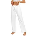 thumbnail image 1 of ANLIQI Women's Bamboo Rayon Pajamas Pants Wide Leg Yoga Pants Casual Loose Cozy Sweatpants with Pockets (White, XL), 1 of 7