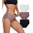 thumbnail image 1 of ANLIQI Underwear for Women Cotton Hipster Breathable Panties Ladies Full Coverage Undies 3/6 Pack(3BWC,S), 1 of 3