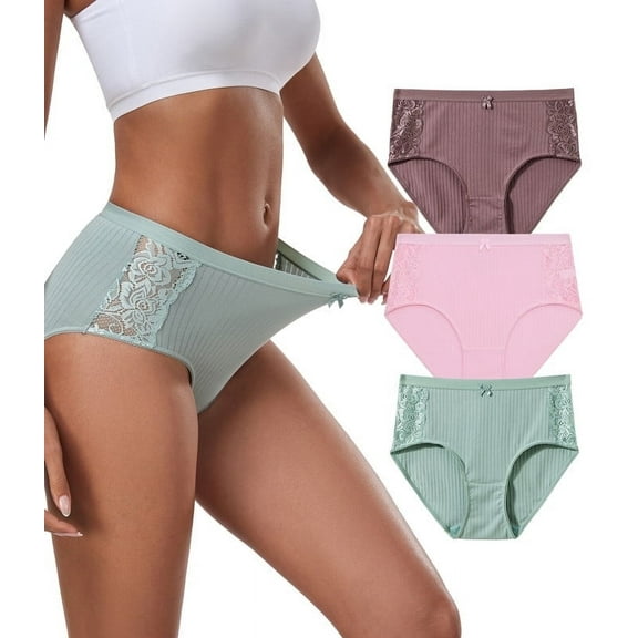 ANLIQI Underwear for Women Cotton Hipster Breathable Panties Ladies Full Coverage Undies 3/6 Pack(3CPG,XL)
