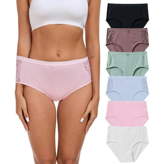 ANLIQI Underwear for Women Cotton Hipster Breathable Panties Ladies Full Coverage Undies 3/6 Pack(6A,M)