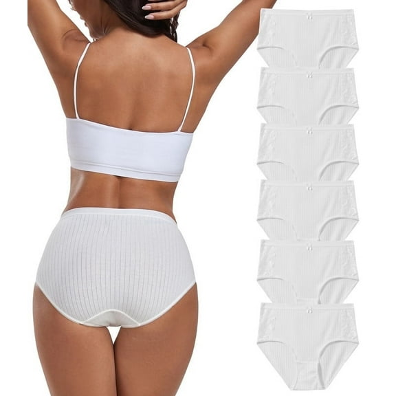 ANLIQI Underwear for Women Cotton Hipster Breathable Panties Ladies Full Coverage Undies 3/6 Pack(6W,L)