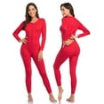 thumbnail image 1 of ANLIQI Women's Cotton Thermal Underwear Union Suits Long Henley Onesies Base Layer(Red,M), 1 of 7