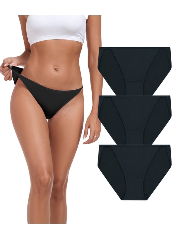 Modal String Bikini Underwear for Women, Sexy Low Waisted Bikini Panties Stretch Briefs 3/6 Pack(3B,2XL)