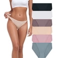 thumbnail image 1 of ANLIQI Modal String Bikini Underwear for Women, Sexy Low Waisted Bikini Panties Stretch Briefs 3/6 Pack(6C,XL), 1 of 7