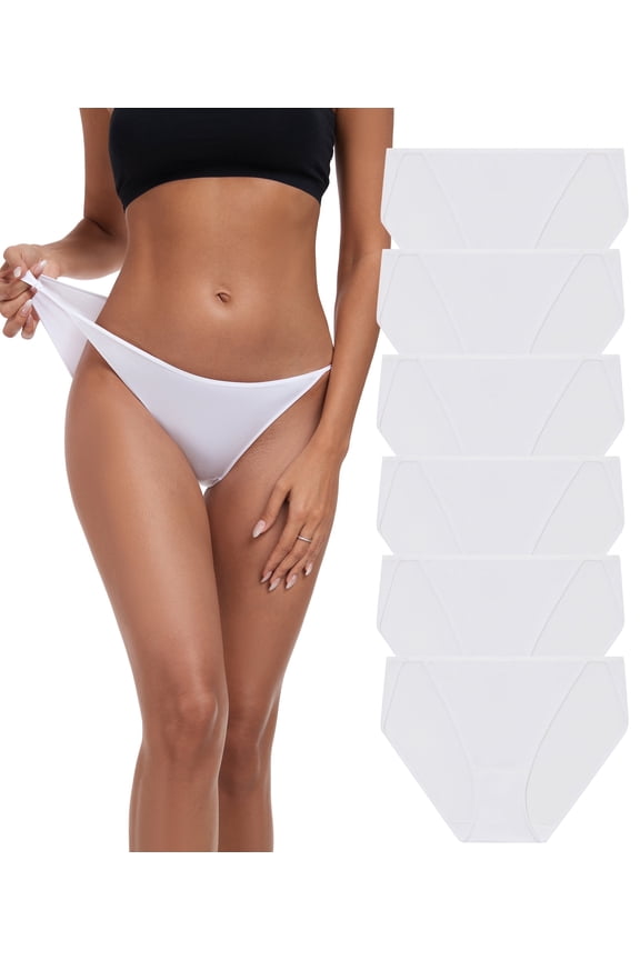 Modal String Bikini Underwear for Women, Sexy Low Waisted Bikini Panties Stretch Briefs 3/6 Pack(6W,2XL)