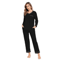 thumbnail image 1 of ANLIQI Women's Pajama Sets 100% cotton Long Sleeve Shirt and Pants Sleepwear Nightwear Soft Pjs Lounge Sets(Black, Medium), 1 of 8