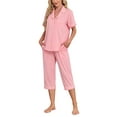 thumbnail image 1 of ANLIQI Women's Pajama Sets Modal Short Sleeve Button Down Sleepwear Summer Capri Soft Pajamas Set (Sage Green, Large), 1 of 7