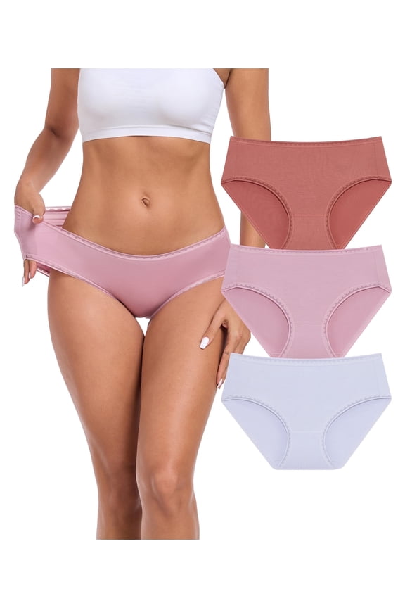 Women's Underwear Modal Hipster Panties Full Coverage Briefs Soft Stretch Breathable Ladies Underwear 3/6 Pack (3C,2XL)