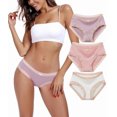 thumbnail image 1 of ANLIQI Womens Bamboo Viscose Cotton Underwear Lace Trim Panties 3 Pack Ultra Soft Moisture Wicking Breathable Bikini Panty Multipack (3F,XL), 1 of 5