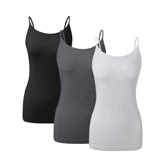 ANLIQI Womens Bamboo Rayon Tank Tops Summer Adjustable Spaghetti Strap Camisoles Basic Undershirts Soft Layering Tops(3F, L)