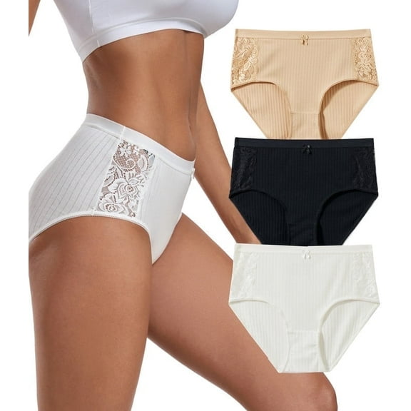 ANLIQI Underwear for Women Cotton Hipster Breathable Panties Ladies Full Coverage Undies 3/6 Pack(3BWF,2XL)