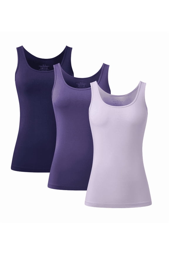 Womens Summer Bamboo Rayon Tank Tops Adjustable Spaghetti Strap Camisoles Breathable Undershirts 3 Pack(3A, M)