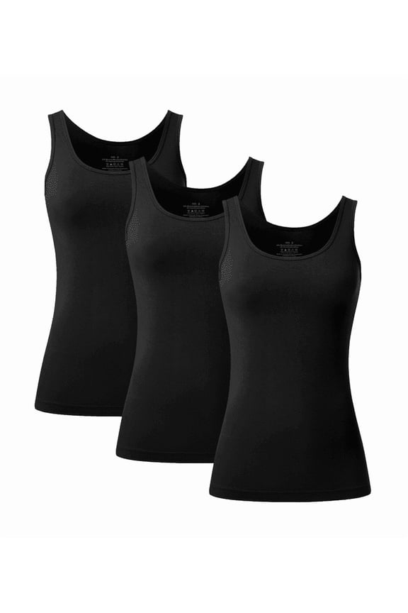 Womens Summer Bamboo Rayon Tank Tops Adjustable Spaghetti Strap Camisoles Breathable Undershirts 3 Pack(3B, XL)