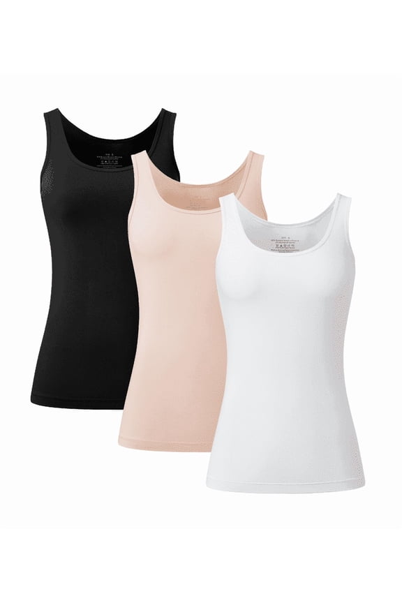 Womens Summer Bamboo Rayon Tank Tops Adjustable Spaghetti Strap Camisoles Breathable Undershirts 3 Pack(3C, M)