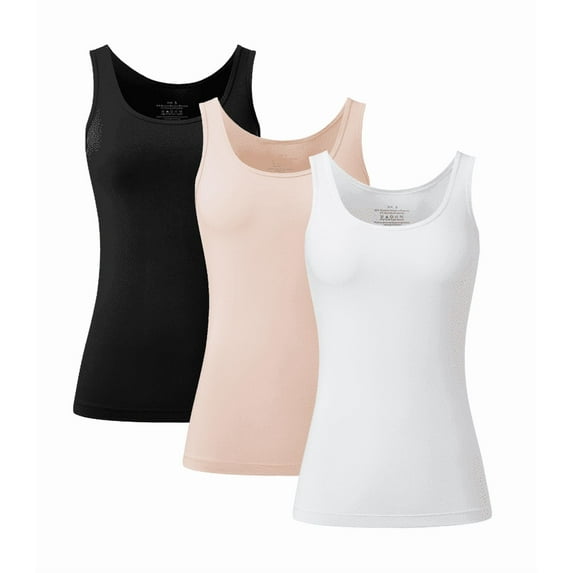 ANLIQI Womens Summer Bamboo Rayon Tank Tops Adjustable Spaghetti Strap Camisoles Breathable Undershirts 3 Pack(3C, M)