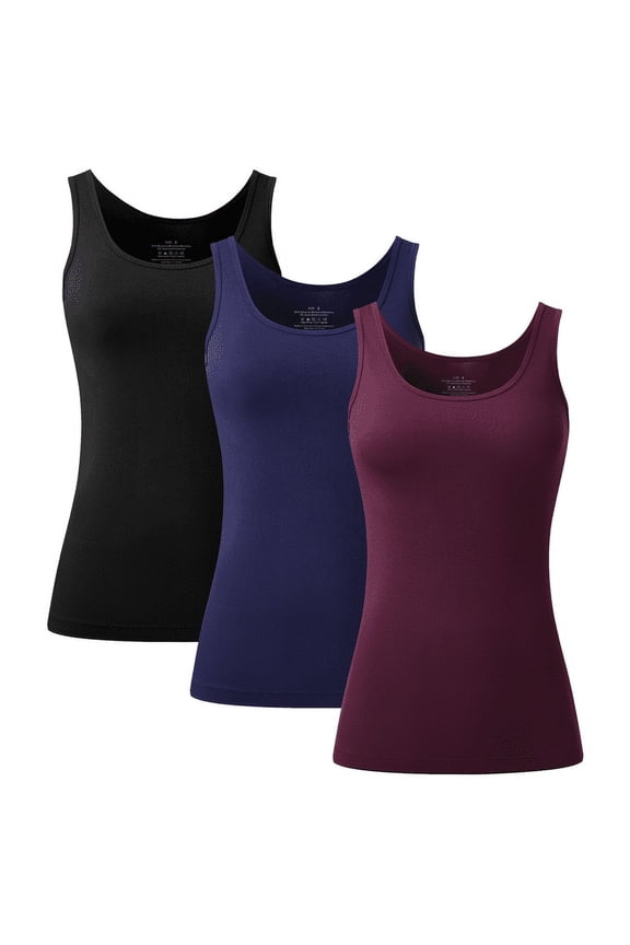 Womens Summer Bamboo Rayon Tank Tops Adjustable Spaghetti Strap Camisoles Breathable Undershirts 3 Pack(3D, L)