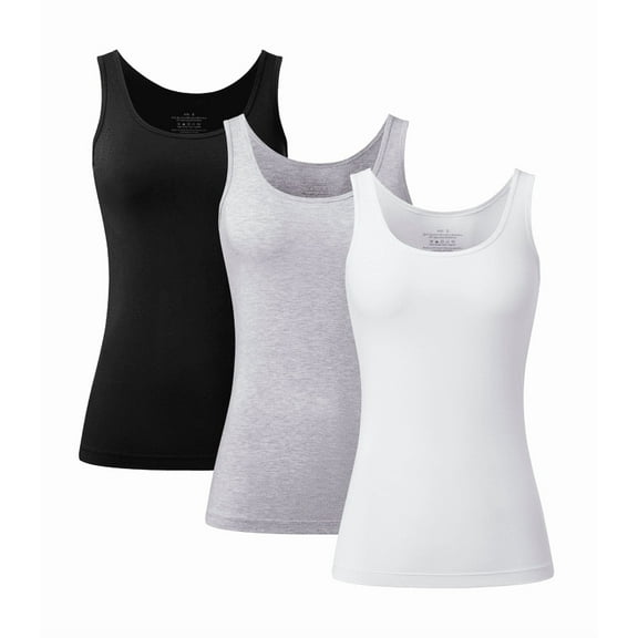 ANLIQI Womens Summer Bamboo Rayon Tank Tops Adjustable Spaghetti Strap Camisoles Breathable Undershirts 3 Pack(3E, L)