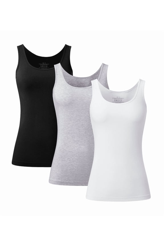 Womens Summer Bamboo Rayon Tank Tops Adjustable Spaghetti Strap Camisoles Breathable Undershirts 3 Pack(3E, L)