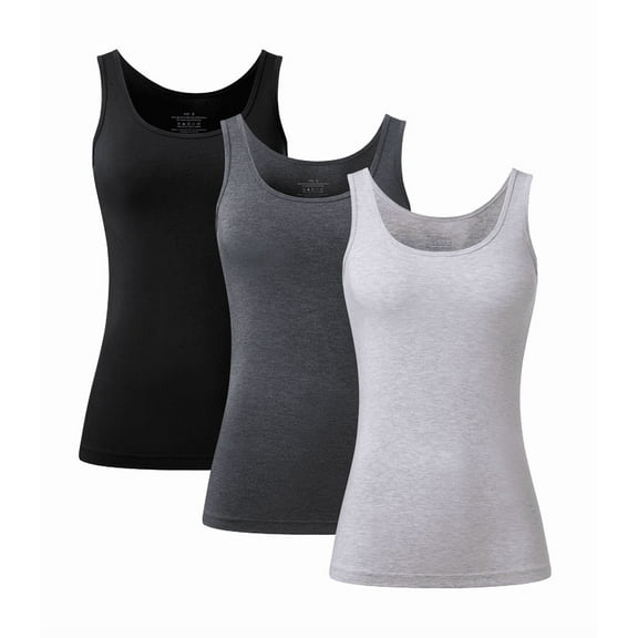 ANLIQI Womens Summer Bamboo Rayon Tank Tops Adjustable Spaghetti Strap Camisoles Breathable Undershirts 3 Pack(3F, L)
