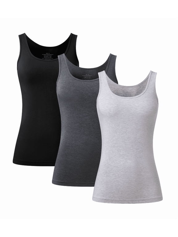 Womens Summer Bamboo Rayon Tank Tops Adjustable Spaghetti Strap Camisoles Breathable Undershirts 3 Pack(3F, M)