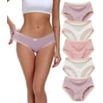 thumbnail image 1 of ANLIQI Womens Underwear Ultra Soft Hipster Panties 5 Pack Lace Trim Bamboo Viscose Cotton Bikini Briefs Moisture Wicking Comfy Undies(5B,S), 1 of 7