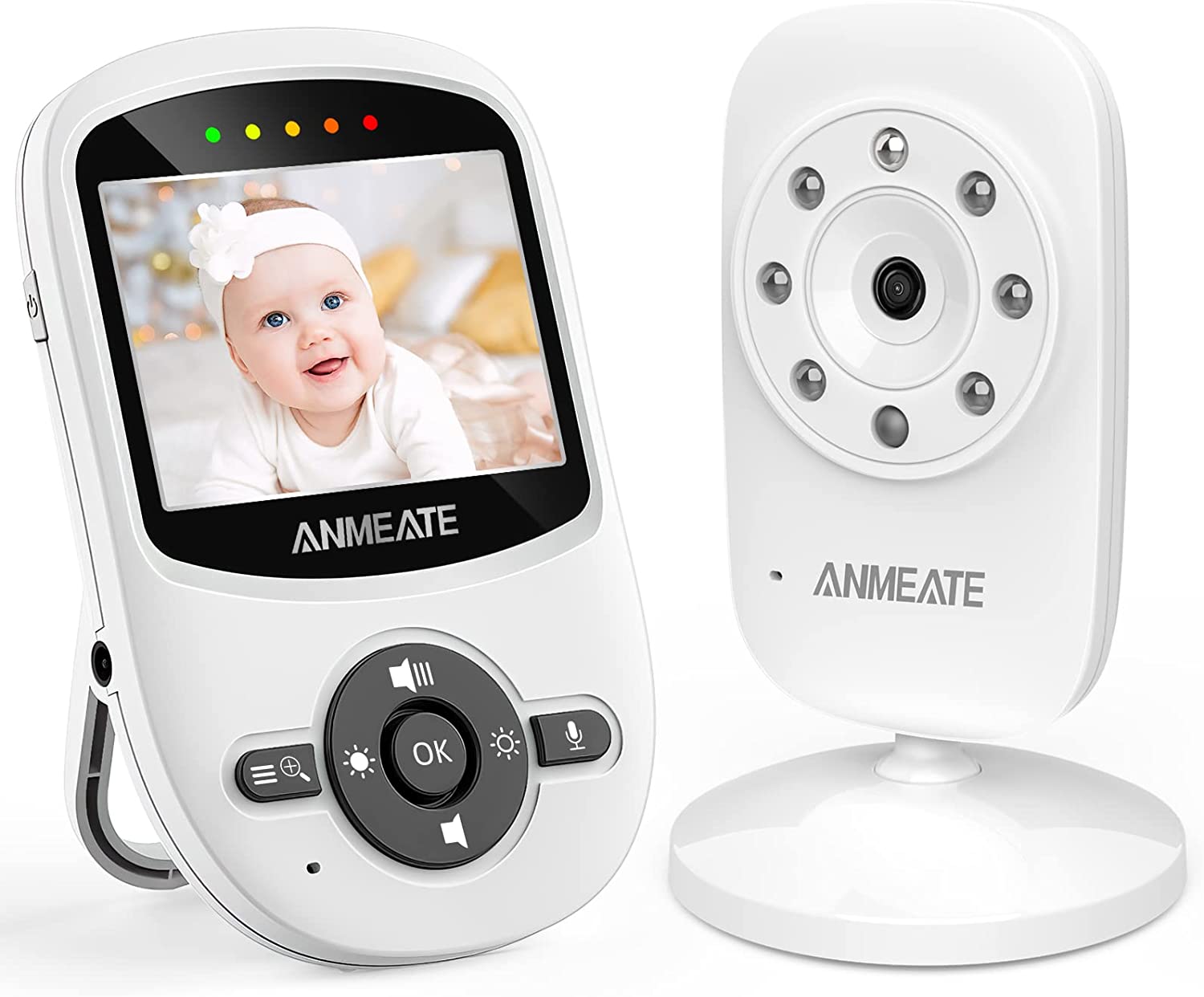 ANMEATE Video Baby Monitor with Digital Camera, Digital 2.4Ghz Wireless Video Monitor with Temperature Monitor, 960ft Transmission Range, 2-Way Talk, Night Vision, High Capacity Battery (2.4inch) SM - image 1 of 7