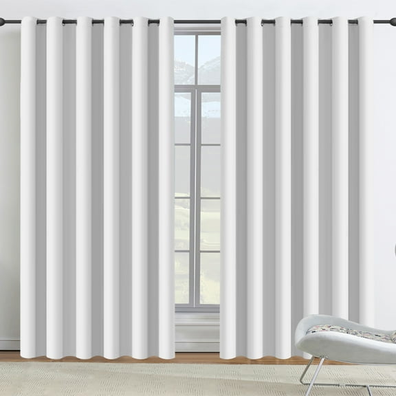 ANMINY 2 Pcs Blackout Curtain Panels Solid Color Space Room Divider Screen Partition Fabric, 84"x100", White