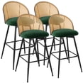 thumbnail image 1 of ANMINY Swivel Rattan Bar Stools, 29" Counter Height Set of 4, Upholstered Chairs Barstools with Full Back and Metal Legs Modern Boucle Fabric Seat for Kitchen Island, 1 of 11