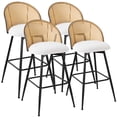 thumbnail image 1 of ANMINY Swivel Rattan Bar Stools, 29" Counter Height Set of 4, Upholstered Chairs Barstools with Full Back and Metal Legs Modern Boucle Fabric Seat for Kitchen Island, 1 of 11
