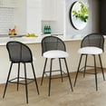thumbnail image 1 of ANMINY Swivel Rattan Bar Stools, 29" Counter Height Set of 4, Upholstered Chairs Barstools with Full Back and Metal Legs Modern PU Fabric Seat for Kitchen Island, 1 of 10