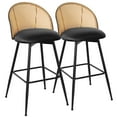 thumbnail image 1 of ANMINY Swivel Rattan Bar Stools, 29" Counter Height Set of 2, Upholstered Chairs Barstools with Full Back and Metal Legs Modern PU Fabric Seat for Kitchen Island, 1 of 11