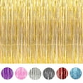 thumbnail image 1 of ANMINY 3 x 8ft Metallic Foil Fringe Curtain, Gold, 3 Pieces, 1 of 8