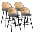 thumbnail image 1 of ANMINY Rattan Swivel Bar Stools, 26" Counter Height Set of 4, Upholstered Chairs Barstools with Full Back and Metal Legs Modern PU Fabric Seat for Kitchen Island, 1 of 10