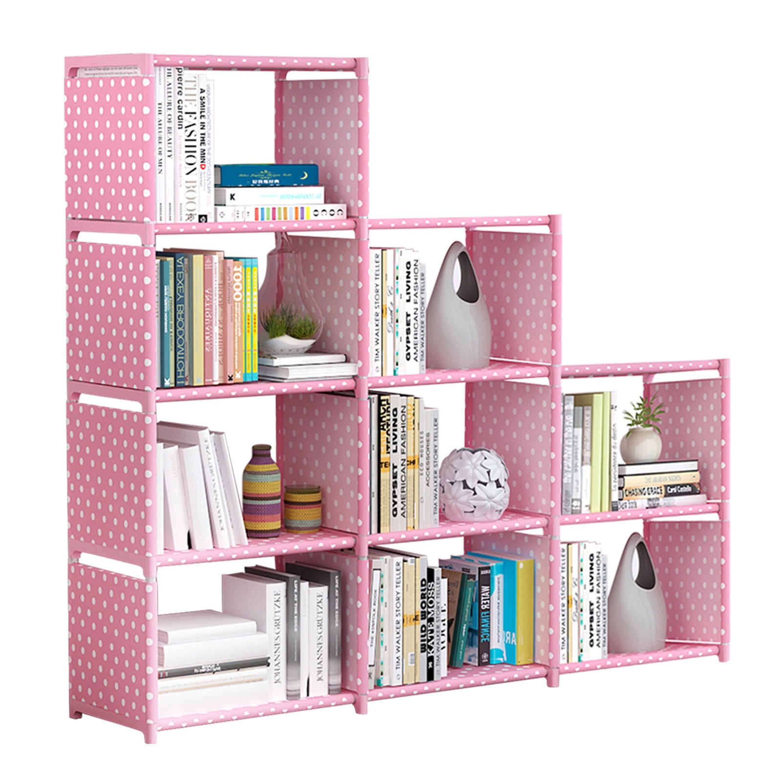 9 Cube Storage Shelf Organizer DIY Bookcase Closet Cabinet for Office Home Bedroom, Pink