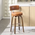 thumbnail image 1 of ANMINY Bar Stools 360° Swivel with Back and Round Seat PU Leather Barstools 29" Bar Height Upholstered Bar Chairs Island Stools for Kitchen Counter, 1 of 11
