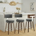thumbnail image 1 of ANMINY Bar Stools Set of 3 360° Swivel with Back and Round Seat PU Leather Barstools 29" Bar Height Upholstered Bar Chairs Island Stools for Kitchen Counter, 1 of 9