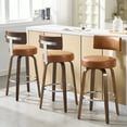 thumbnail image 1 of ANMINY Bar Stools Set of 3 360° Swivel with Back and Round Seat PU Leather Barstools 29" Bar Height Upholstered Bar Chairs Island Stools for Kitchen Counter, 1 of 10