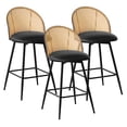 thumbnail image 1 of ANMINY Rattan Swivel Bar Stools, 26" Counter Height Set of 3, Upholstered Chairs Barstools with Full Back and Metal Legs Modern PU Fabric Seat for Kitchen Island, 1 of 10