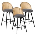 thumbnail image 1 of ANMINY Rattan Swivel Bar Stools, 26" Counter Height Set of 3, Upholstered Chairs Barstools with Full Back and Metal Legs Modern PU Fabric Seat for Kitchen Island, 1 of 10