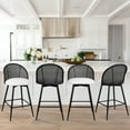 thumbnail image 1 of ANMINY Rattan Swivel Bar Stools, 26" Counter Height Set of 4, Upholstered Chairs Barstools with Full Back and Metal Legs Modern PU Fabric Seat for Kitchen Island, 1 of 10