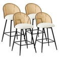 thumbnail image 1 of ANMINY Rattan Swivel Bar Stools, 26" Counter Height Set of 4, Upholstered Chairs Barstools with Full Back and Metal Legs Modern PU Fabric Seat for Kitchen Island, 1 of 10