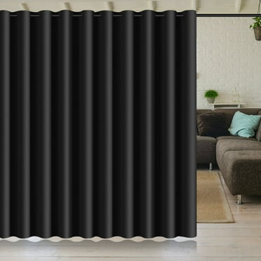 ANMINY Blackout Curtain Panels Solid Color Space Room Divider Screen Partition Fabric, 84"x100", Black